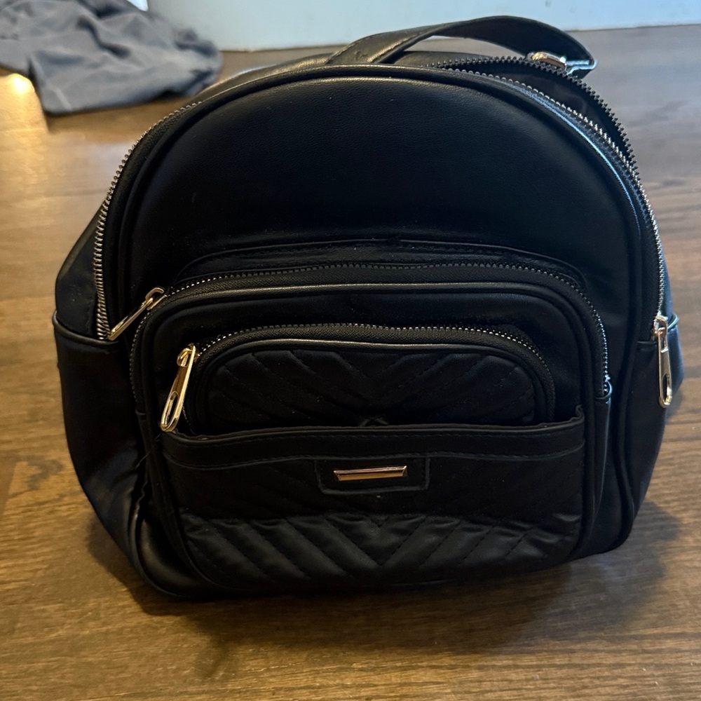 Black Quilted mini Backpack